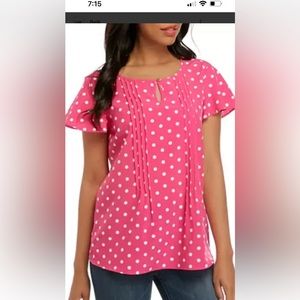 Kim Rogers pink polka dot blouse